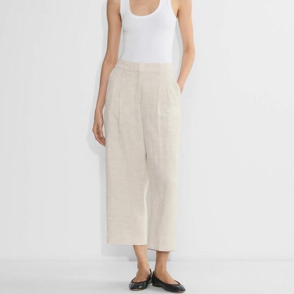 Aritzia Pants - Aritzia The Effortless Pant Cropped Trousers Cruise Linen Natural Ecru Size 6